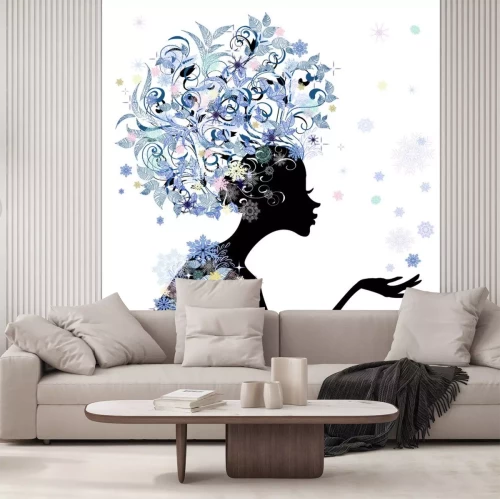 Sticker Trendy bloem meisje kapsel voor uw ontwerp