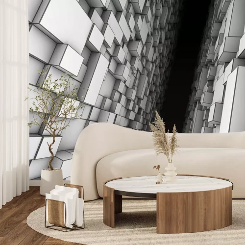 Fotobehang Monochromatische futuristische gang in de spleet