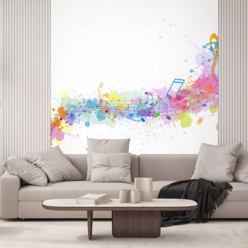 Sticker Vector Illustratie van een abstracte achtergrond met muziek noten