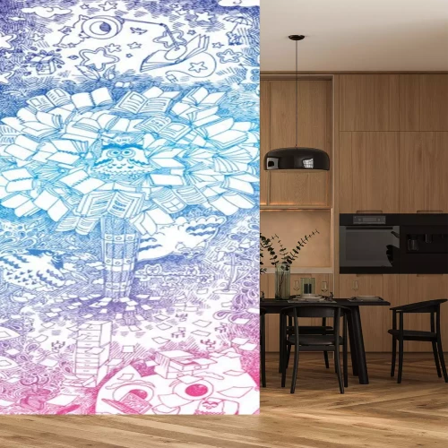 Sticker Schetsmatig doodles uilen en boeken