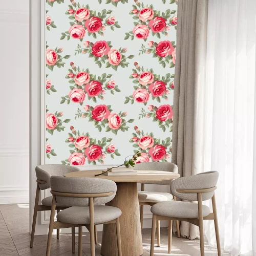 Behang Retro rozen met bladeren
