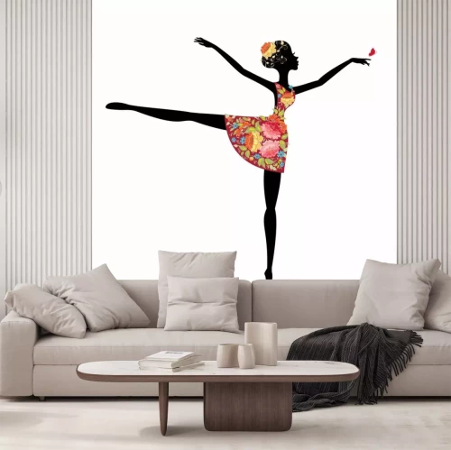 Sticker ballerina in een bloem jurk