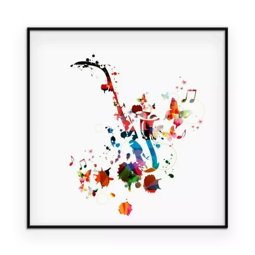 Poster Colorful music background with saxophone