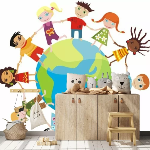 Sticker Kinderen van over de hele wereld over de hele wereld