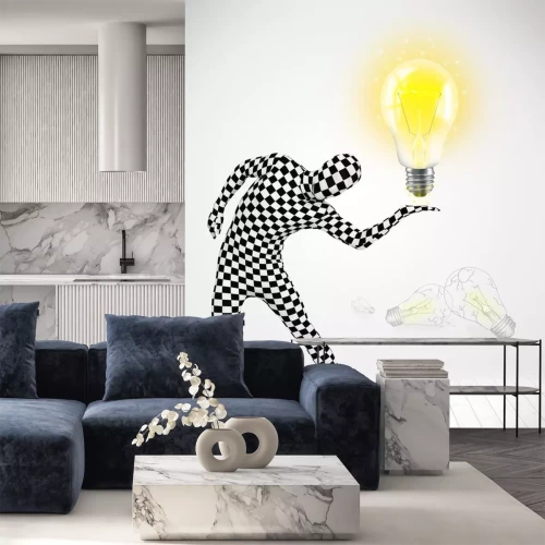 Sticker Man in het hele lichaam met gloeiende gloeilamp