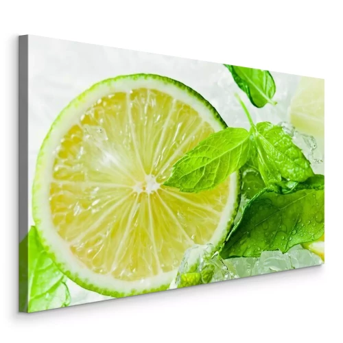 Canvas Limoenvruchten en muntblaadjes
