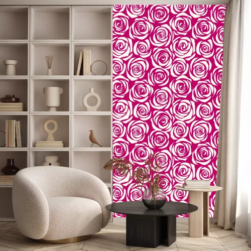 Behang Witte grafische rozen op een achtergrond