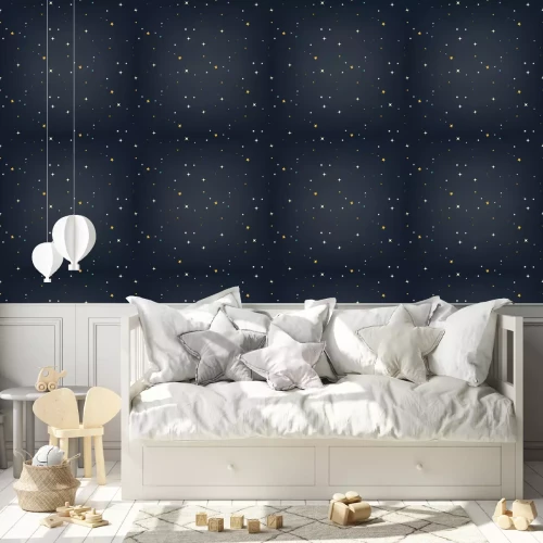Behang Nachtelijke hemel met sterren naadloze vector patroon