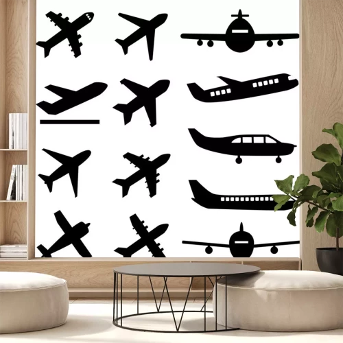 Sticker Vliegtuigen in zwart