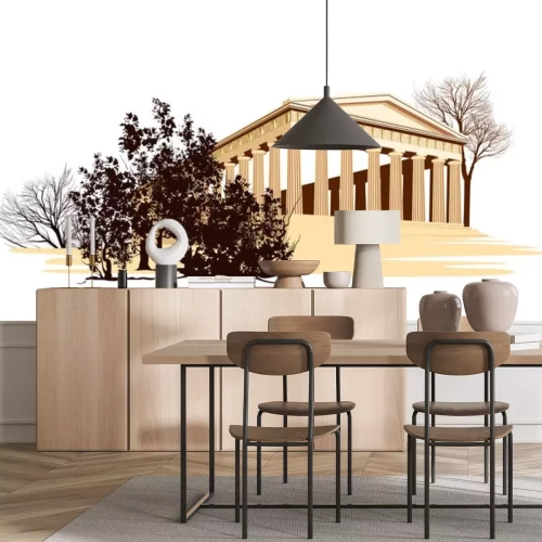 Sticker oude Griekenland tempel