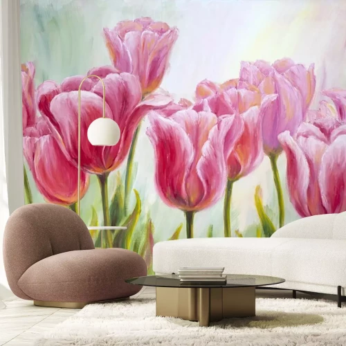 Fotobehang Geschilderde tulpen
