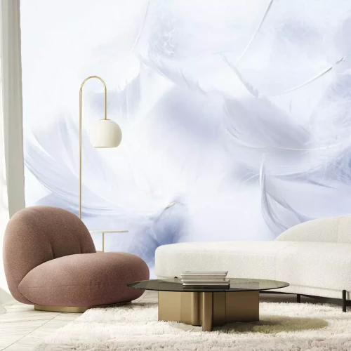 Fotobehang Luchtige witte veren