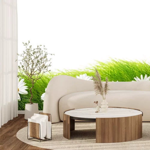 Sticker veld bloemen op gras