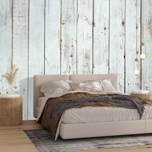 Fotobehang Houten planken wit verticaal