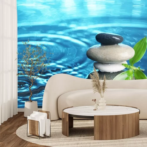 Sticker Evenwichtige stenen in het water