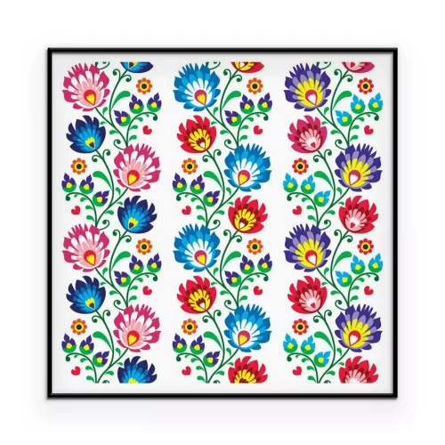 Poster Grafische vormgeving met bloemen in de stijl van Łowicz.