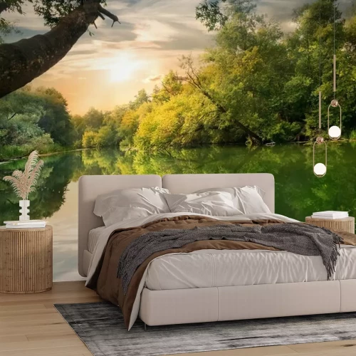 Fotobehang Rivier tijdens de middag