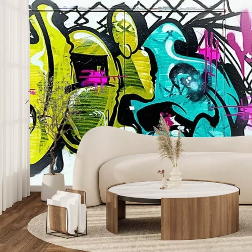 Fotobehang Graffiti op de muren en de vloer