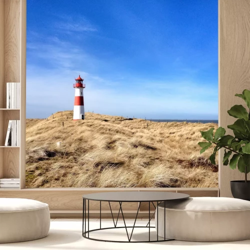 Fotobehang Vuurtoren op de Noordzee