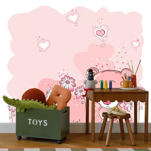 Sticker Beschaamde beer cub pastel roze illustratie