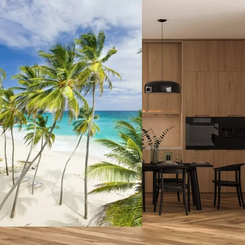 Fotobehang Zee en palmbomen in de Caraïben