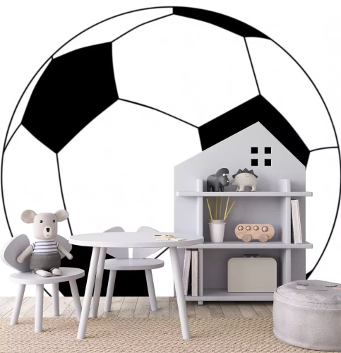 Sticker Voetbal zwart-wit minimalistische illustratie