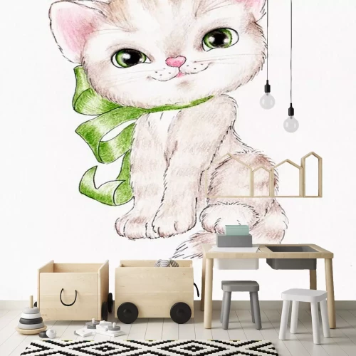 Sticker Katje met een strik