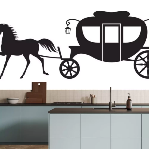 Sticker Paarden stijgen op bij de koets