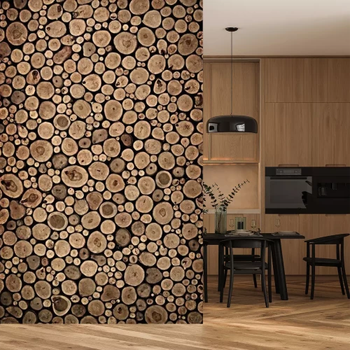 Fotobehang Textuur met houten boomstammen