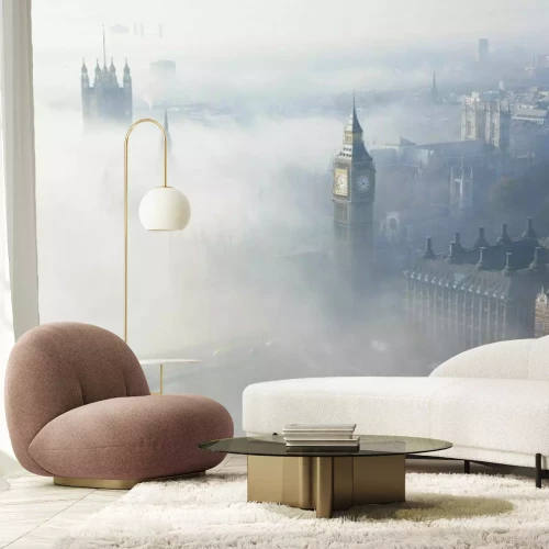 Fotobehang Mistig landschap met straten van Londen