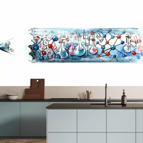 Fotobehang Chemische formules getekend op potlood