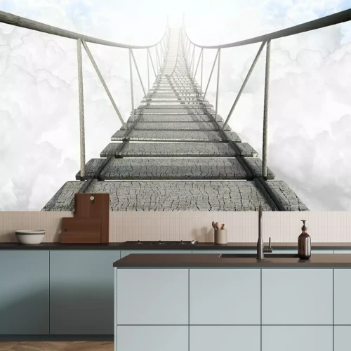 Fotobehang Abstracte brug in de wolken