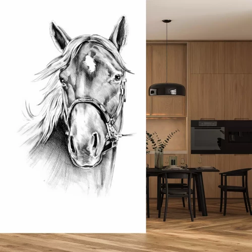 Fotobehang Getekend portret van een paard