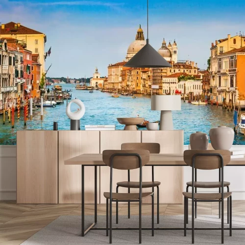 Fotobehang Panorama van het Canal Grande bij zonsondergang in Venetië