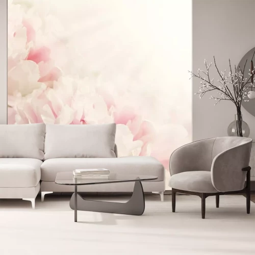 Fotobehang Vage weergave van pioenrozen