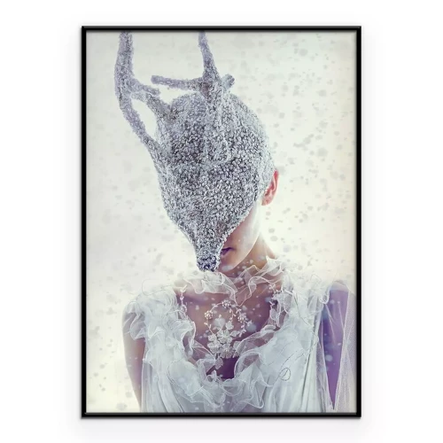 Poster Vrouw met een hertenmasker