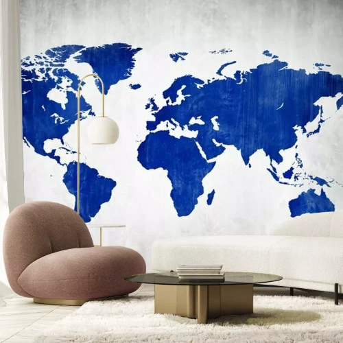 Fotobehang Cartografisch patroon donkerblauw