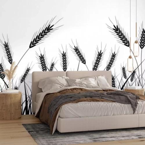 Sticker Zwarte korenaren tussen hoog gras