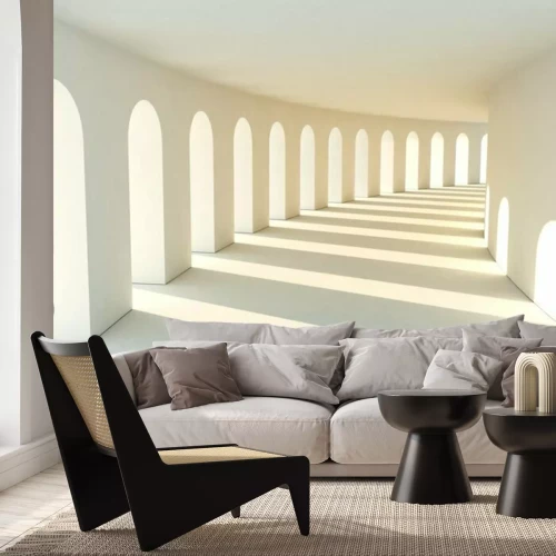 Fotobehang Colonnade in warme tinten met diepe schaduwen. Illustartion