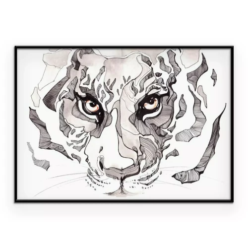 Poster Tijger in een abstract portret