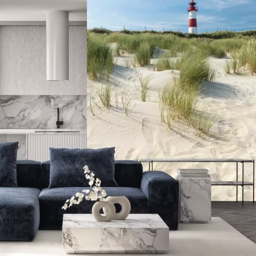 Fotobehang Vuurtoren tussen de duinen