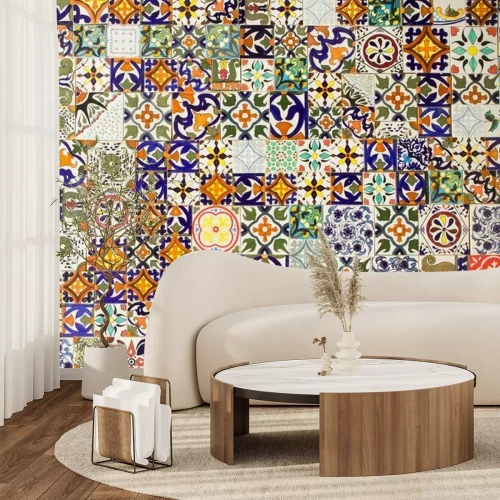 Fotobehang Gekleurd tegelpatroon