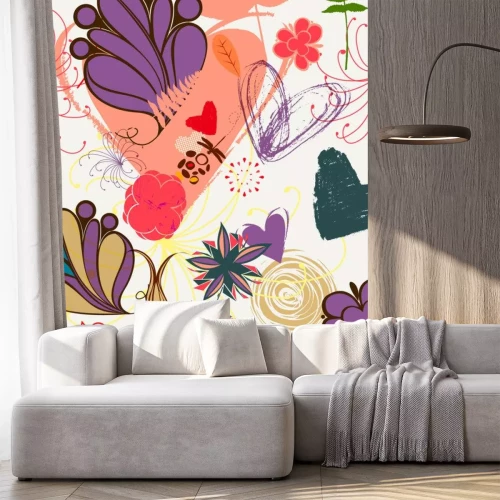 Sticker Bloemen naadloze patroon in retro stijl