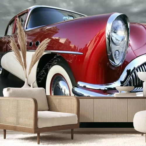 Fotobehang Vintage rode auto