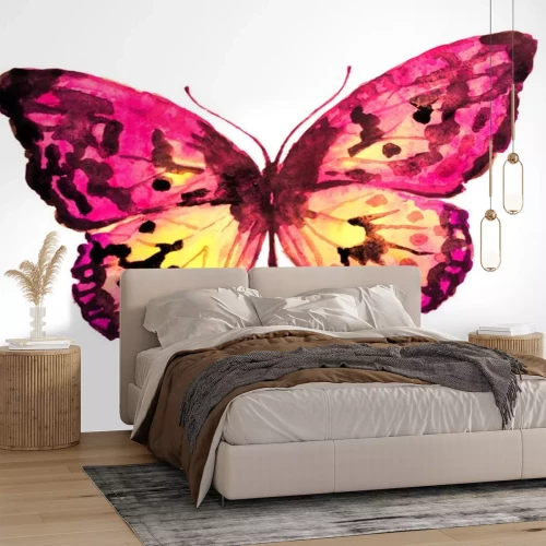 Sticker Delicate vlinder op een witte achtergrond