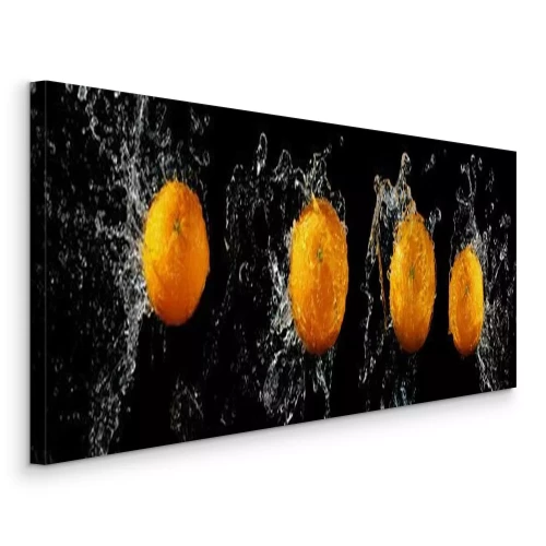 Canvas Verse sinaasappelen op een zwarte achtergrond