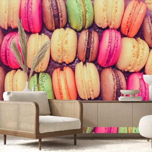 Fotobehang Kleurrijke zoete macarons