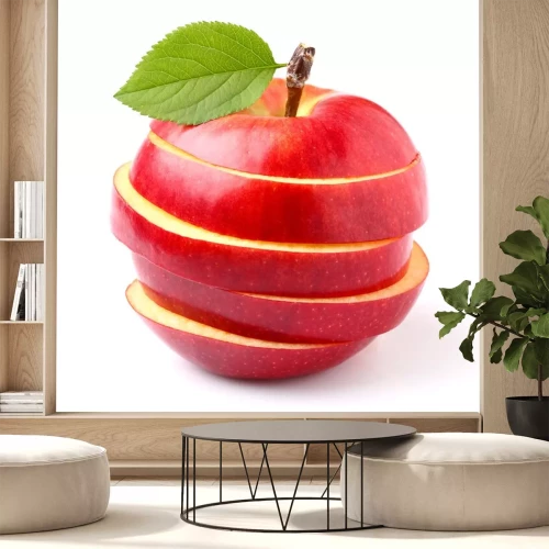 Sticker Rode appel in plakjes gesneden