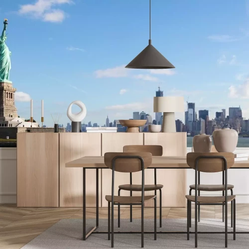 Fotobehang Skyline van de stad met het Vrijheidsbeeld