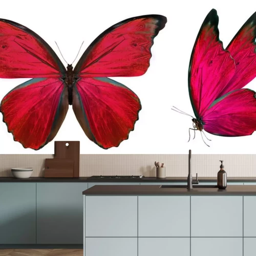 Sticker Vlinder in rode kleuren